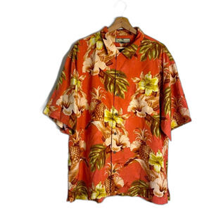 Tommy Bahama Mens Floral Hawaiian Silk Button Up Shirt Size XL Beach Pool